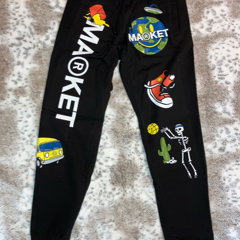 Market Black Graphic Joggers for Men